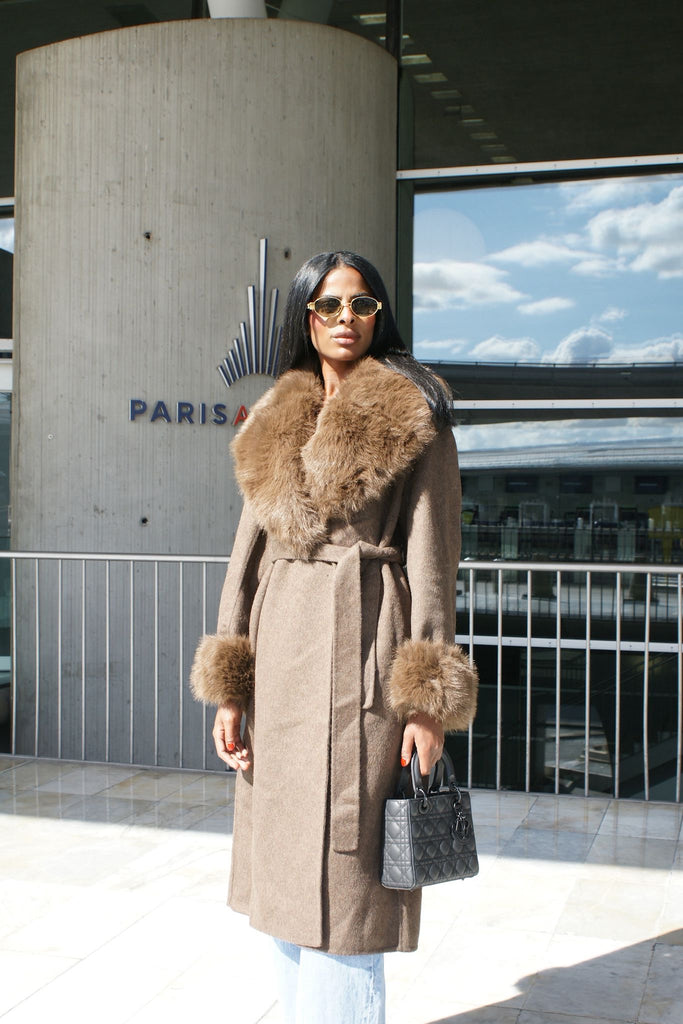 Manteau Long Fausse Fourrure Lior Marron