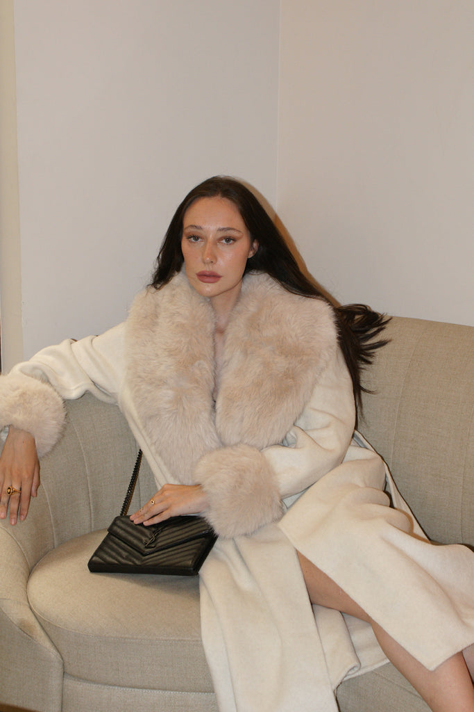 Manteau Long Fausse Fourrure Lior Beige