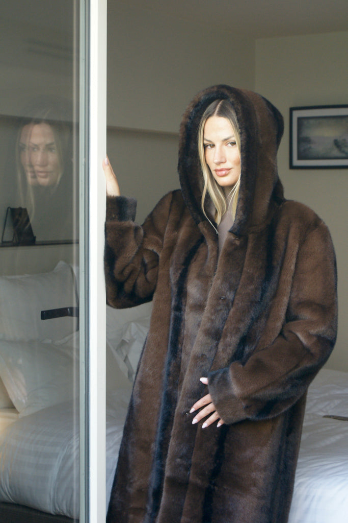 Manteau Long Fausse Fourrure Serra Marron